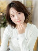 小顔ボブパーマ外ハネカールミディアムウルフa上尾20代30代40代