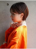 大人可愛い20代30代40代黒髪前下がりショートボブ丸みショート◎
