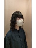 くるくるパーマ/ボブパーマ/重め前髪/肩ラインボブ