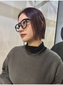 ”ぱっつんボブ×レッドブラウン”