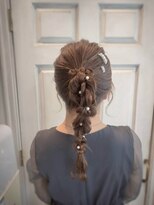 アロマ ヘアー ルーム 新宿3号店(AROMA hair room)&nbsp;結婚式/二次会/パーティー/お呼ばれ/ロングポニーテール/パール
