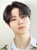 韓国ヘアコンマバング韓国マッシュセンターパートフェザーパーマ