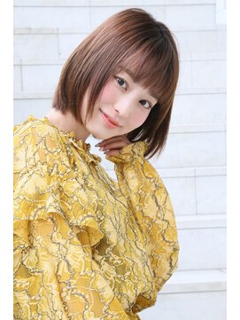 ロエナ(ROENA) 20代30代40代50代小顔カット黒髪ワンレンボブルフネビージュ前髪