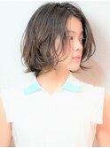ボブショート/軽やかウェーブ/ニュアンスカラー/30代
