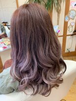 美容室 グラン ブルー&nbsp;ピンクアッシュ系バレイヤージュ