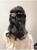 後れ毛くるりんぱ編み込み結婚式二次会ヘアアレンジアップ☆