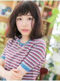 斜めバング黒髪風外ハネカールミディアムボブc4大宮20代30代40代