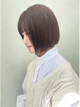 ギークス(GEEKS) 【GEEKS渋谷】顔周りレイヤーボブ/小顔/20代30代/ピンクベージュ