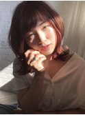 オレンジヘア×くびれ外ハネスタイル