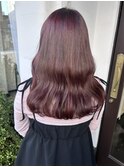 ヘアセットピンクブラウンブリーチなしWカラー都島