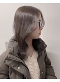 ブリーチなしカラーシアーベージュ＊くびれ巻きダークカラー