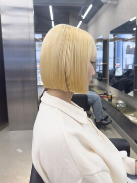 エン 栄店(enne) ココアベージュ/ヘイリーボブ/小顔/栄/抜きっぱなしブロンド