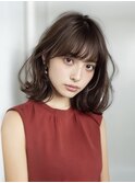 ショコラブラウン×ミディアム ウェーブ巻き