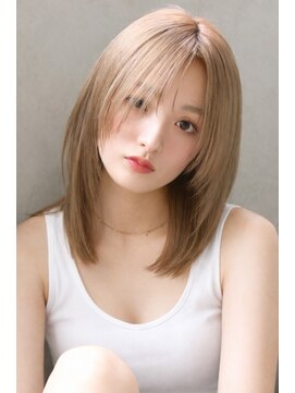 マルフェ 天王寺(marfe) 【marfe】レイヤーカット＿ハイトーン＿ミディアムストレート