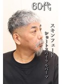 50代60代スキンフェードショートスパイラルパーマツーブロック