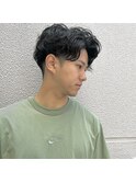 アップバング×スパイラルパーマ
