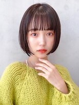 Say.丸みショートシルキーベージュショートボブぱっつん前髪原宿