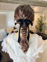 ベロアリボンアレンジ/お呼ばれアレンジ/ヘアセット/結婚式