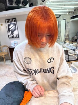 ヲタク(wotaku.) オレンジヘアー暖色カラーオレンジヘアーブリーチカラーウルフ