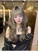 ミニウルフレイヤーカット顔周り前髪韓国ミディアムロング/池袋