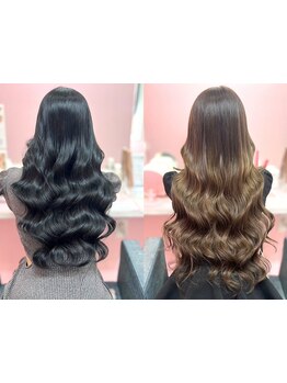 自然なシールエクステで長さ出し&ボリュームアップ♪52cmのスーパーロングエクステで韓国ヘア海外ヘアに♪