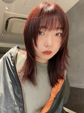 ボコカ(bococa) 【macana指名】ウルフカット レイヤーワインレッド ブリーチ無し