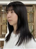 ミディアムロブレイヤー艶髪酸性ストレート