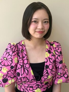 ユニバイリサ 天神大名店(uni by risa) オリーブグレージュ 透明感カラー ミニボブ 艶トリートメント