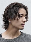メンズマッシュウルフパーマサーフカール波巻きスパイラルパーマ