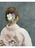 【なんば】ヘアセット×花飾りで華やか