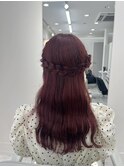 くびれヘアアプリコットオレンジハイライトカラーブルーカラー
