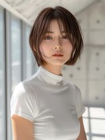 ムウ 難波(MOU) ナチュラルボブ暗めカラーグランマッシュデザイン20代30代40代50