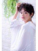毛先パーマネオウルフ小顔外ハネボブアッシュブラウン