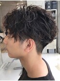 ツイストパーマツイストスパイラルパーマツーブロック刈り上げ