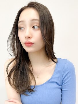 レア 表参道(L'ea) くびれヘアアプリコットオレンジ夏ヘアハイライトカラー