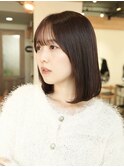 丸みボブ/丸顔/前髪あり//20代/30代/長め/ブラウン/ベージュ