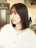 丸みボブ/丸顔/前髪あり//20代/30代/長め/ブラウン/ベージュ