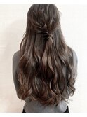ロングヘア　ハーフアップ