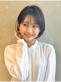 シースルーバングのあごラインショートボブ青山表参道