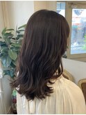 ひし形セミロングモテ髪ミディアムレイヤー艶髪ダークブラウン
