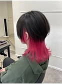 【ピンク×クラゲウルフ】ローズピンクパープルロングウルフ