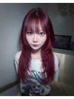 キイ 原宿 表参道(K.e.y)&nbsp;シャギーカットレイヤーカットハッシュカットボルドーカラー