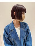 カシスラベンダー×切りっぱなしボブ