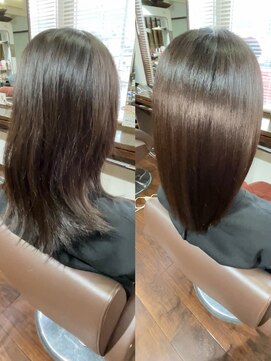 美容室もぜか堂 ツヤメキ髪美髪シルエットナチュラルストレート髪質改善ブラウン