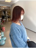切りっぱなしぷつっとボブ オレンジピンク