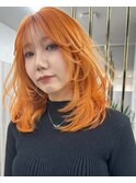 オレンジカラー/レイヤーカット/フェイスレイヤー/三ノ宮/元町
