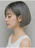 アッシュグレー マッシュボブ ブリーチ ダブルカラー
