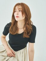エシェル 平塚店(echelle) 顔まわりレイヤーで魅せる艶感オレンジブラウンロング