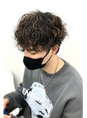 波巻きパーマスパイラルパーマメンズマッシュ刈り上げツーブロ