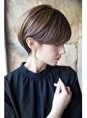 大人可愛い20代30代40代黒髪前下がりひし形小顔ボブ丸みショート